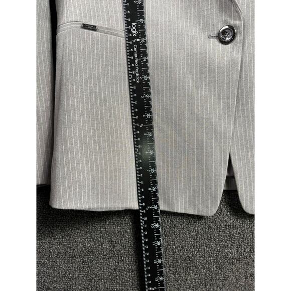 Tahari Arthur S. Levine Blazer Jacket Womens 16 Gray Striped One Button Closure - Picture 6 of 7